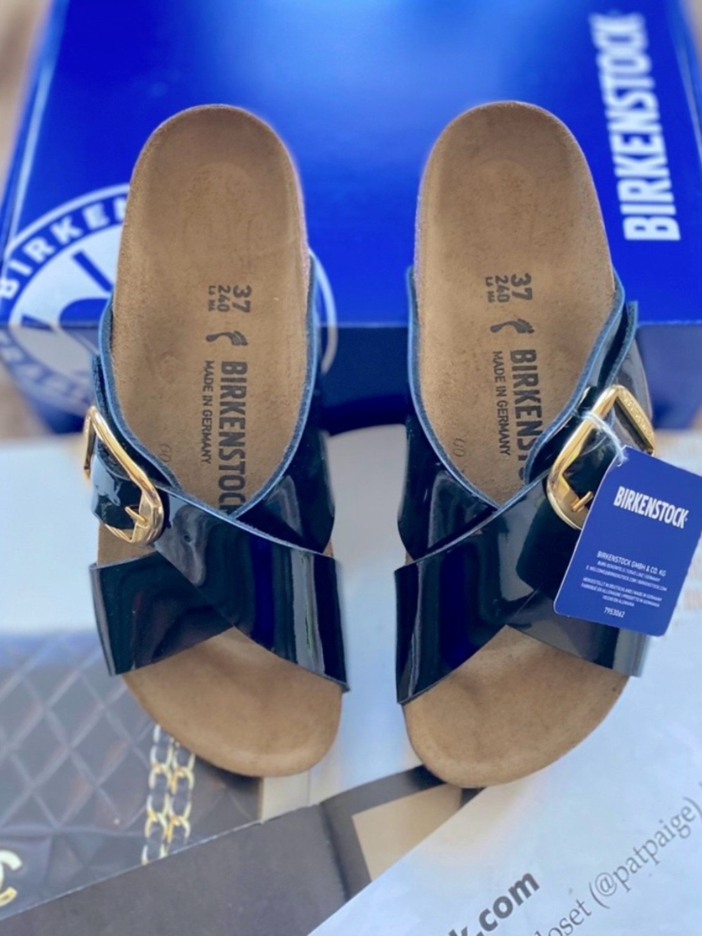 Birkenstock 💅 Siena Big Buckle Black Patent Leather Sandals Slide 38 39 7 8 8.5 - Picture 4 of 12